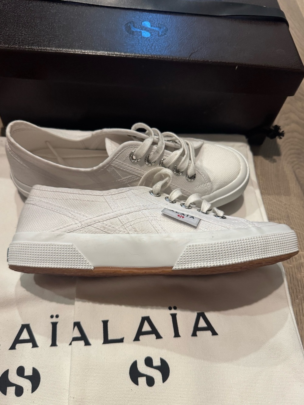 Alaia x Superga White Canvas Low Top Sneakers